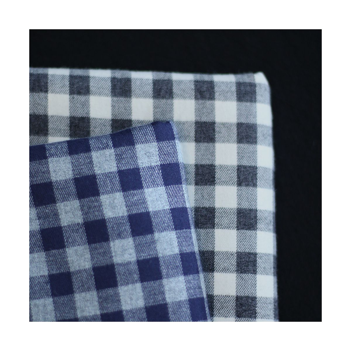 Tissu matelassé Charles coton gratté organique vichy gris et bleu