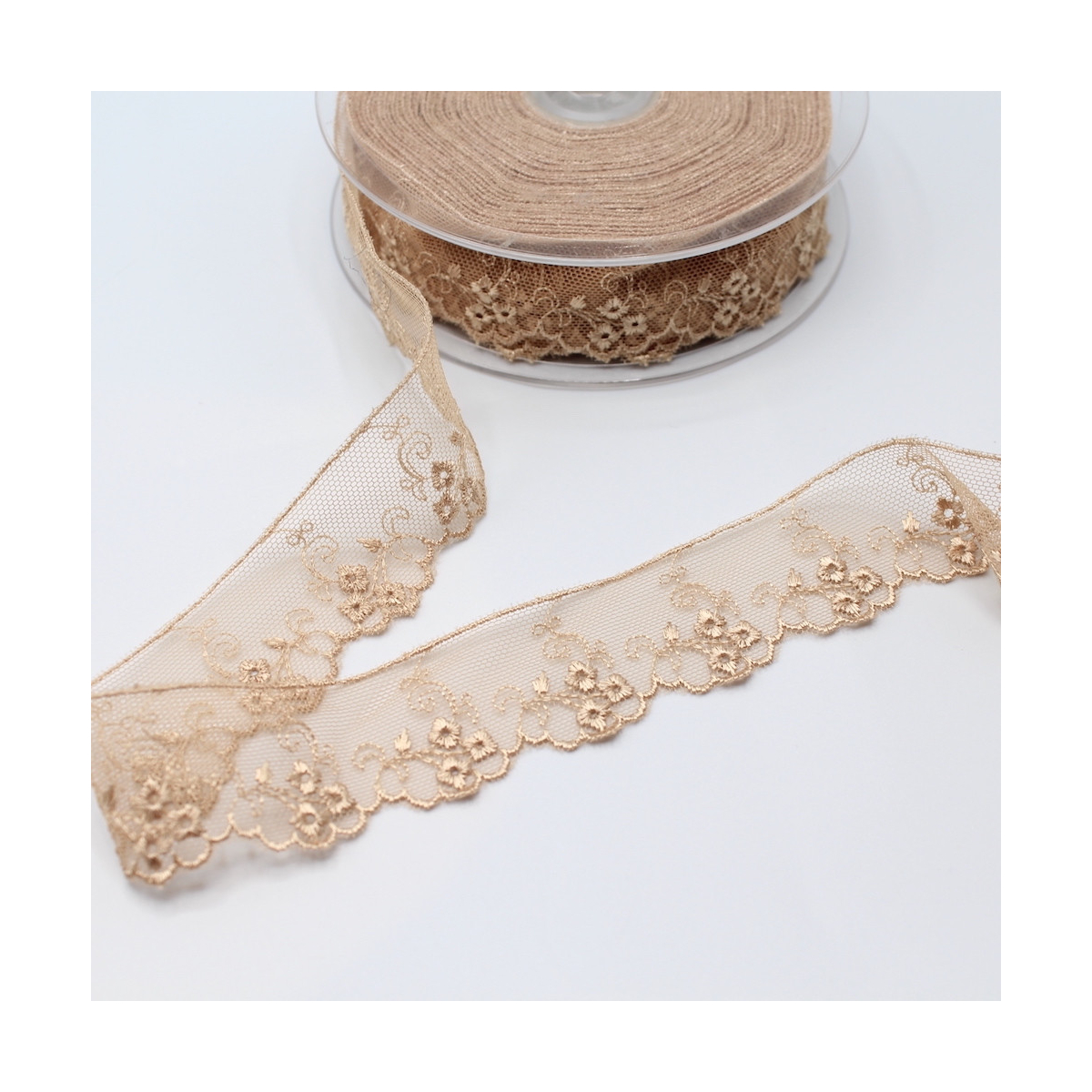 Galon dentelle tulle brodé 30mm x 1m