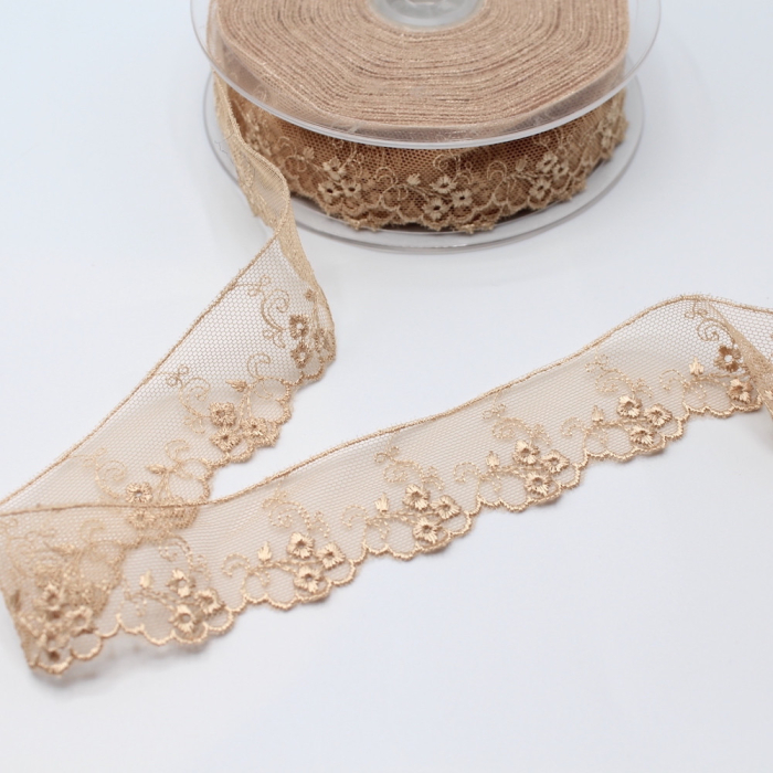 Galon dentelle tulle brodé 30mm x 1m