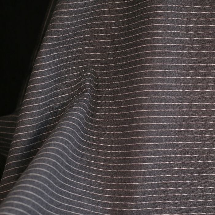 Tissu sergé de coton gratté organique rayures tissées anthracite