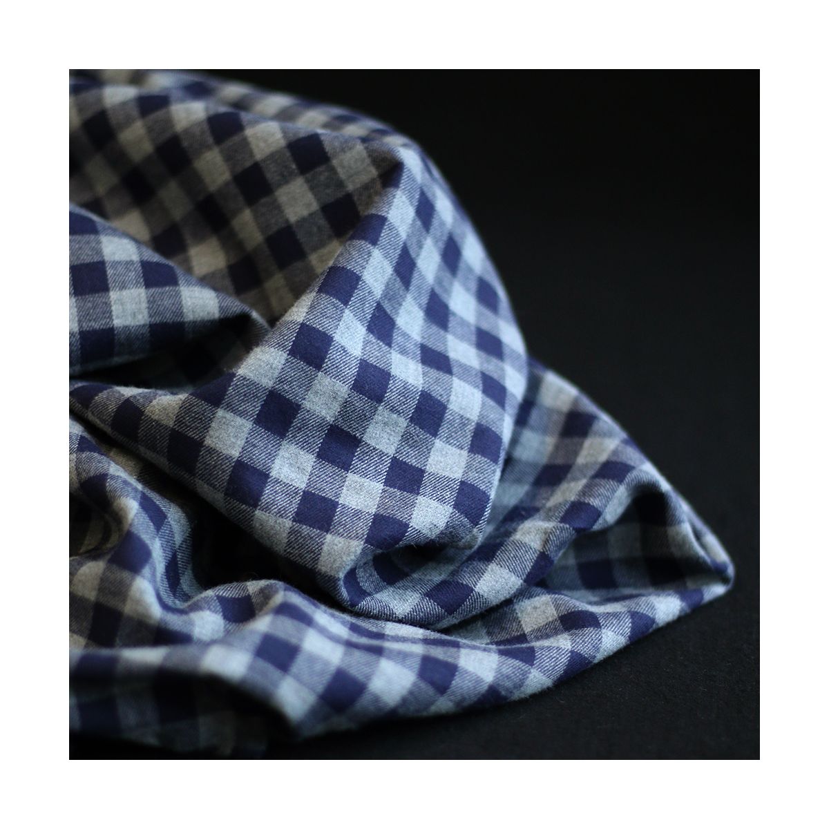 Charles - Coton gratté organique vichy gris et bleu