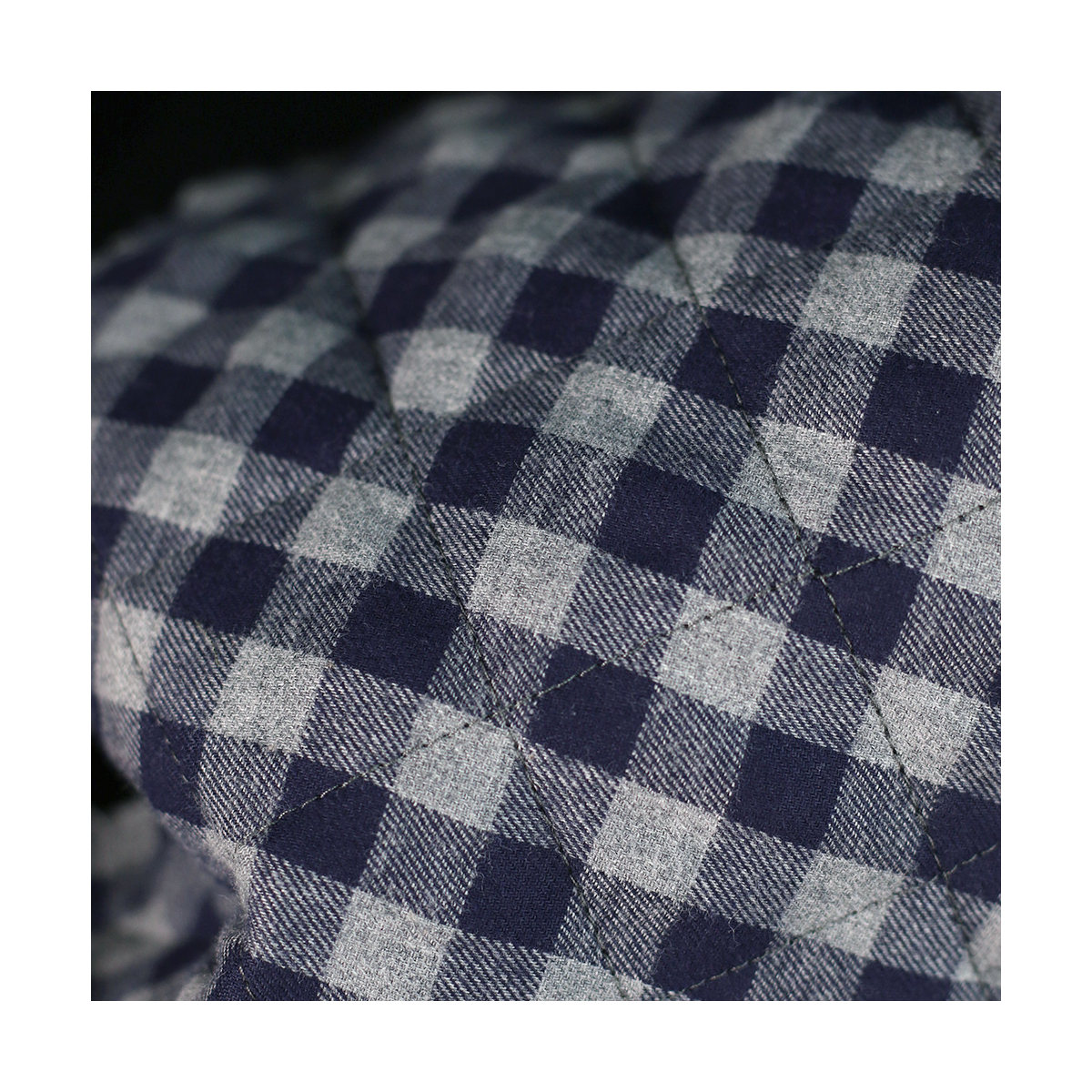 Tissu matelassé Charles coton gratté organique vichy gris et bleu