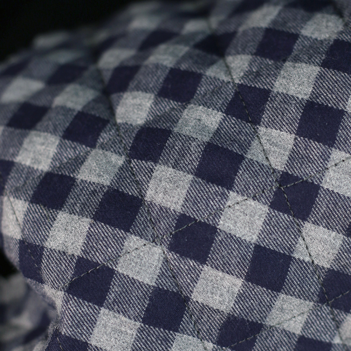 Tissu matelassé Charles coton gratté organique vichy gris et bleu
