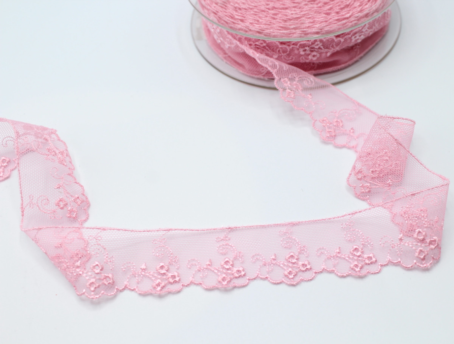 Galon dentelle tulle brodé 30mm x 1m
