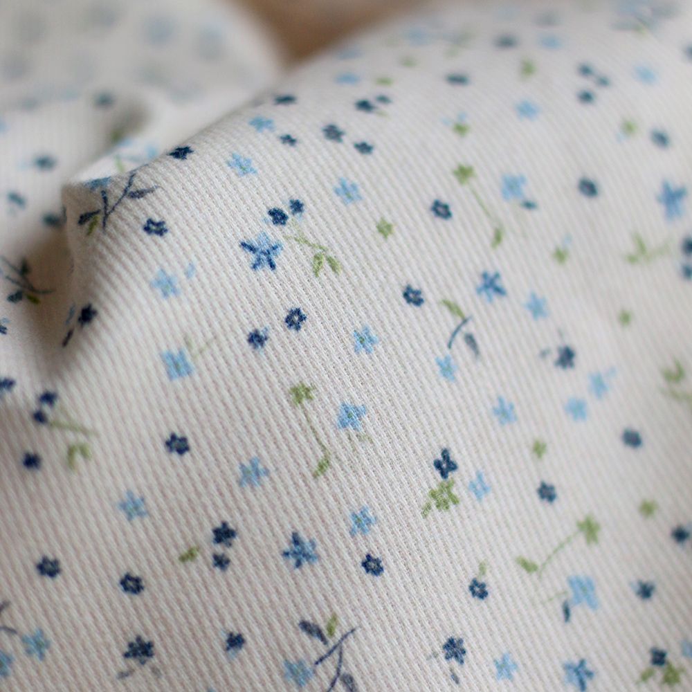 Leo - Velours milleraies coton organique imprimé bleu