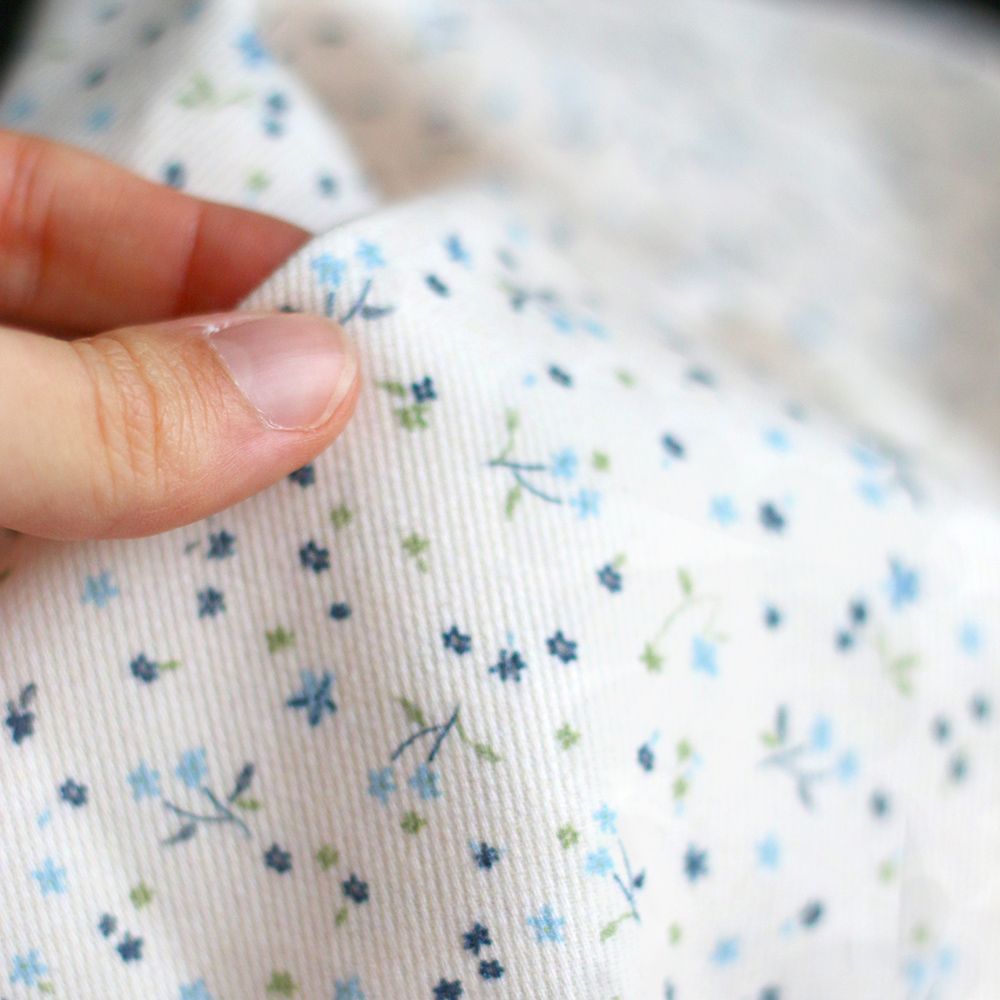 Leo - Velours milleraies coton organique imprimé bleu