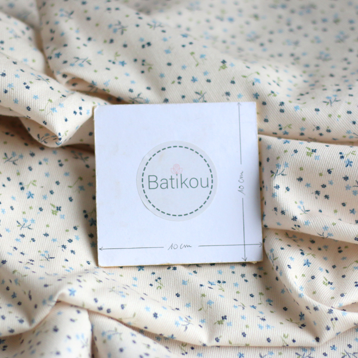 Leo - Velours milleraies coton organique imprimé bleu