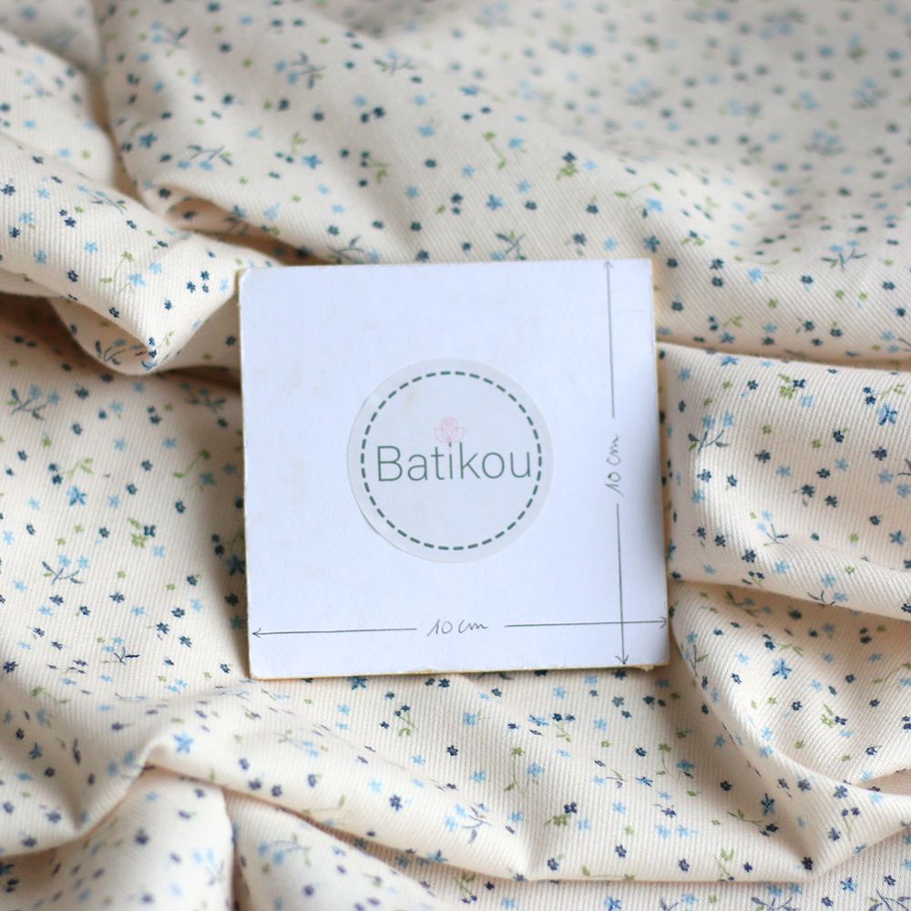 Leo - Velours milleraies coton organique imprimé bleu