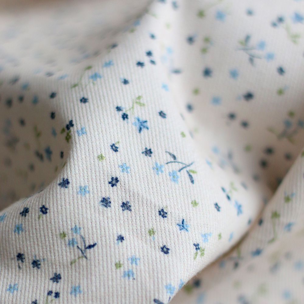 Leo - Velours milleraies coton organique imprimé bleu