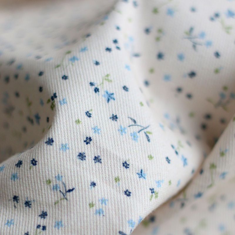 Leo - Velours milleraies coton organique imprimé bleu