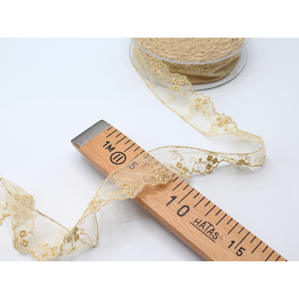 Galon dentelle tulle brodé 30mm x 1m