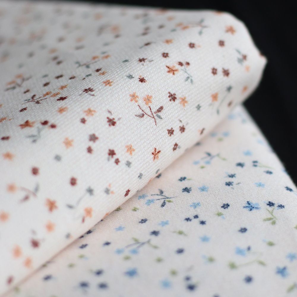 Leo - Piqué fin de coton organique duveteux imprimé bleu