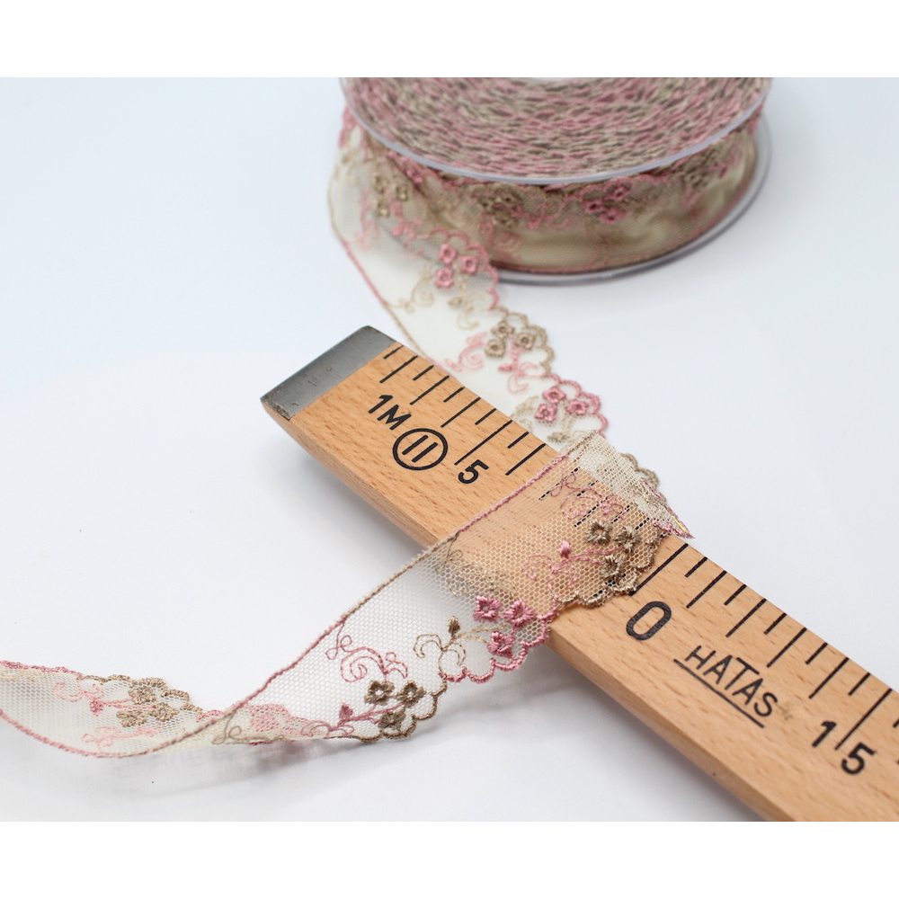 Galon dentelle tulle brodé 30mm x 1m