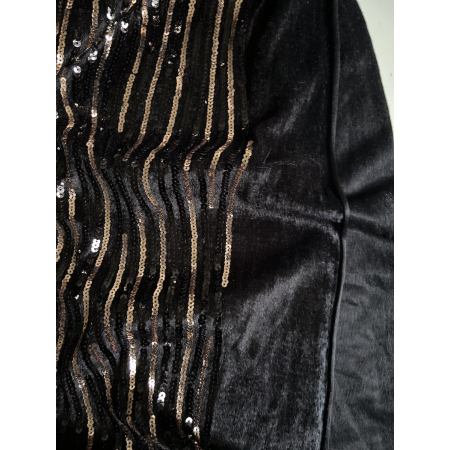 Sequins rayures / vagues dorées et noires sur velours noir Batikou - 4 Sequins rayures / vagues dorées et noires sur velours noir Batikou - 4