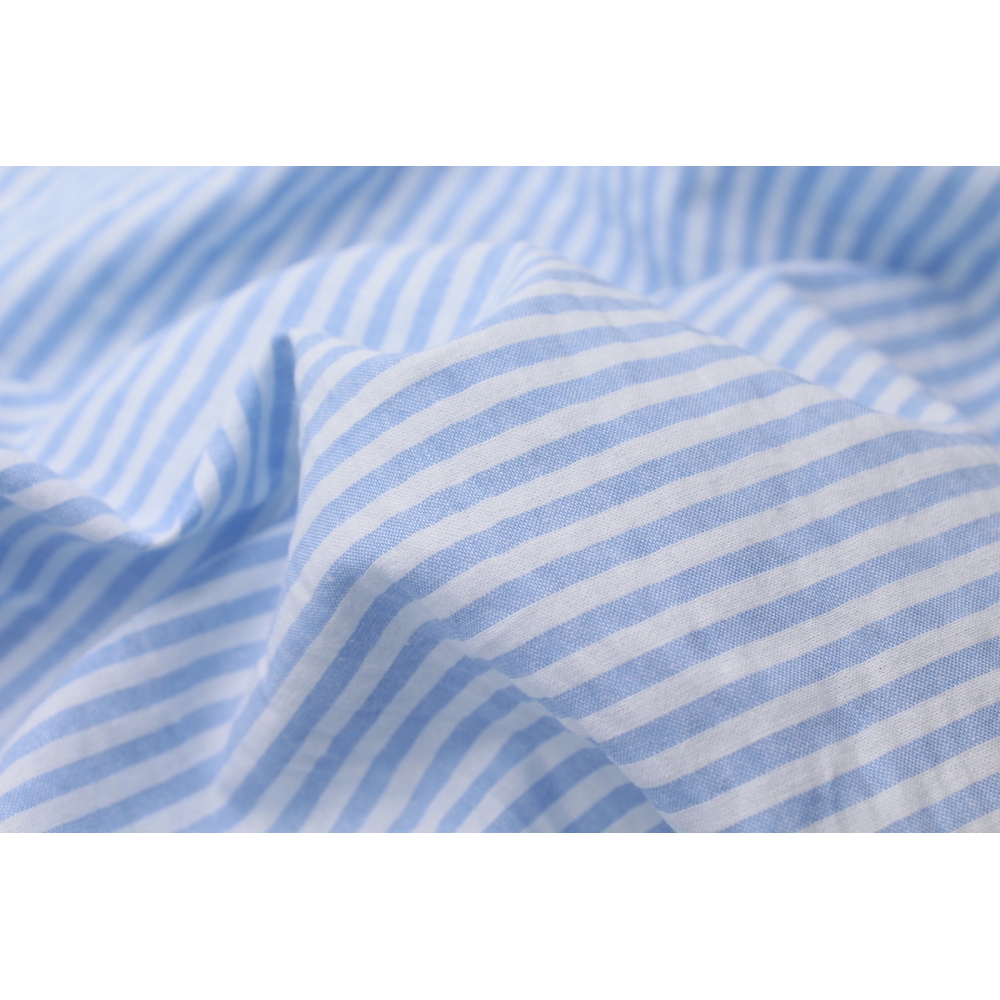 Coton gaufré à rayures coloris bleu clair Qualité Oeko-tex - 2