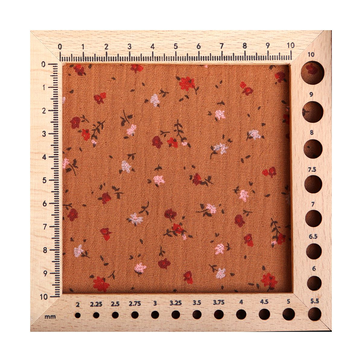 Double gaze de coton motif fleuri fond pain d'épices Double gaze de coton motif fleuri fond pain d'épices