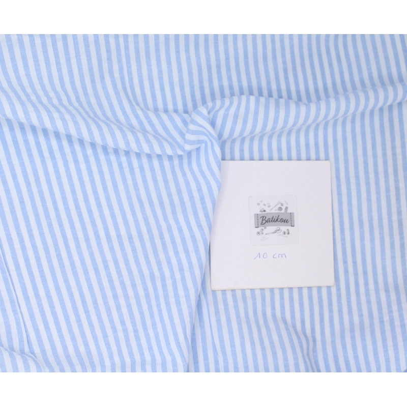 Coton gaufré à rayures coloris bleu clair Qualité Oeko-tex - 3