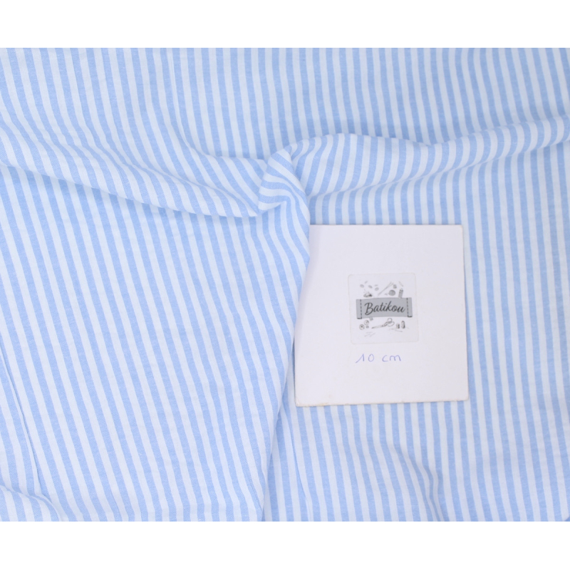 Coton gaufré à rayures coloris bleu clair Qualité Oeko-tex - 3