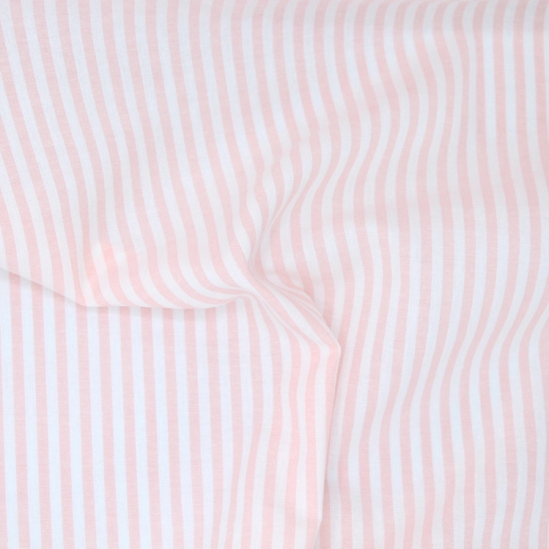 Coton gaufré à rayures coloris rose nude Qualité Oeko-tex - 2