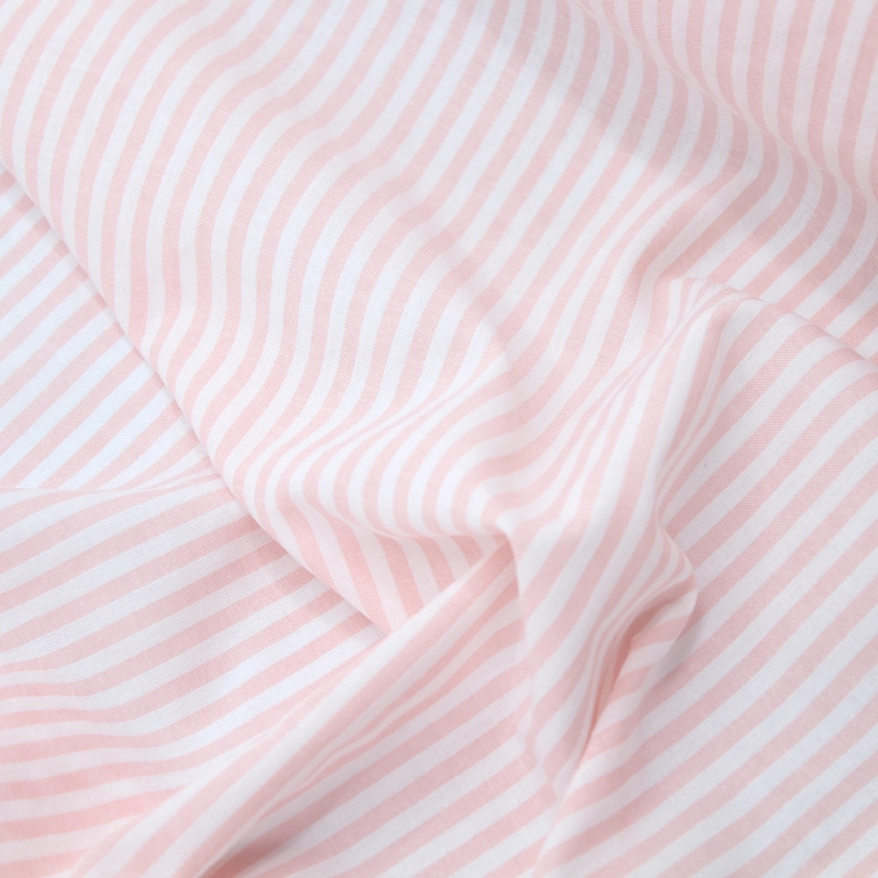 Coton gaufré à rayures coloris rose nude Qualité Oeko-tex - 1