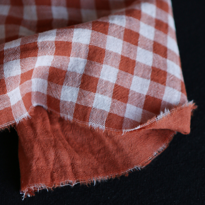 Double gaze de coton réversible vichy roux