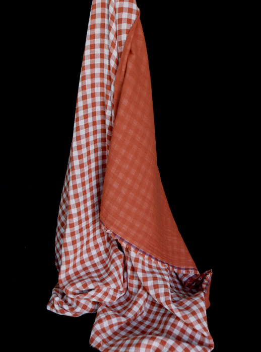 Double gaze de coton réversible vichy roux