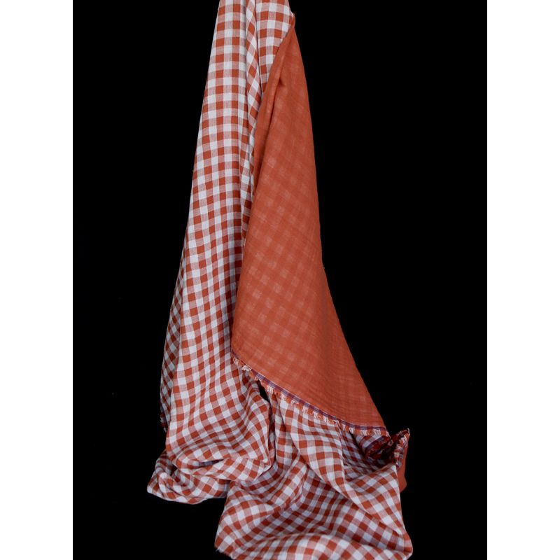Double gaze de coton réversible vichy roux