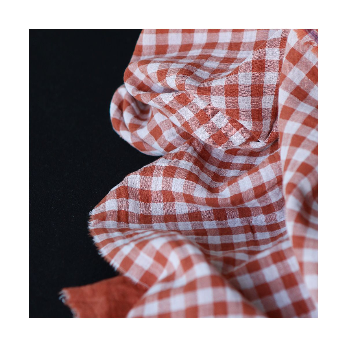 Double gaze de coton réversible vichy roux Double gaze de coton réversible vichy roux