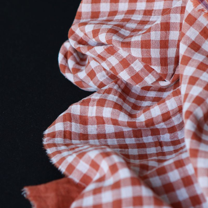 Double gaze de coton réversible vichy roux