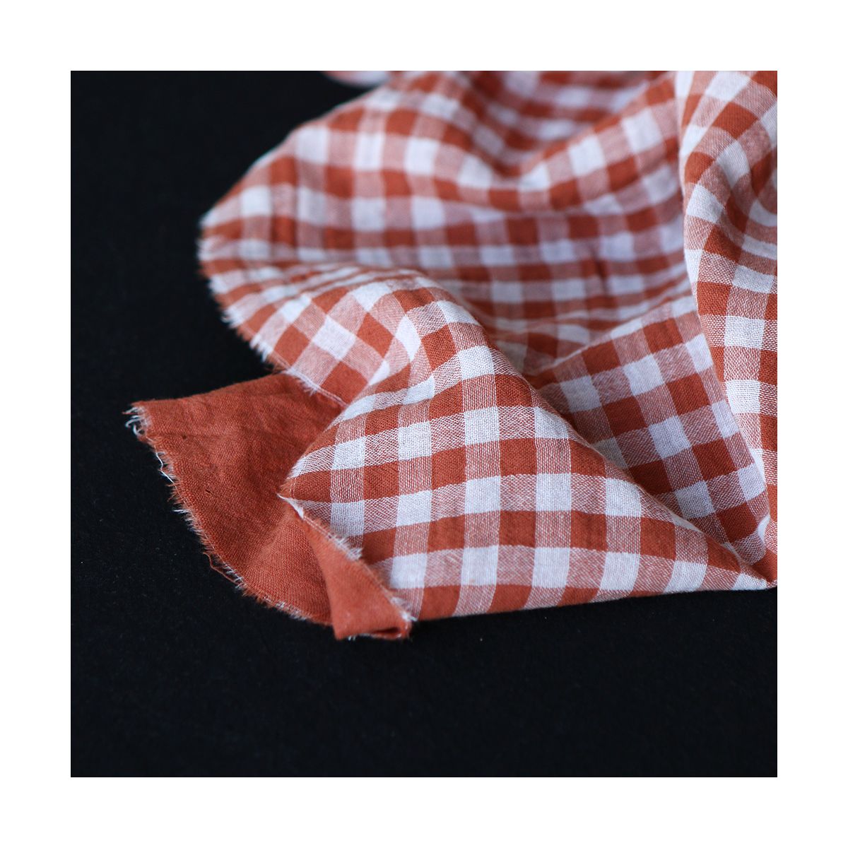 Double gaze de coton réversible vichy roux Double gaze de coton réversible vichy roux