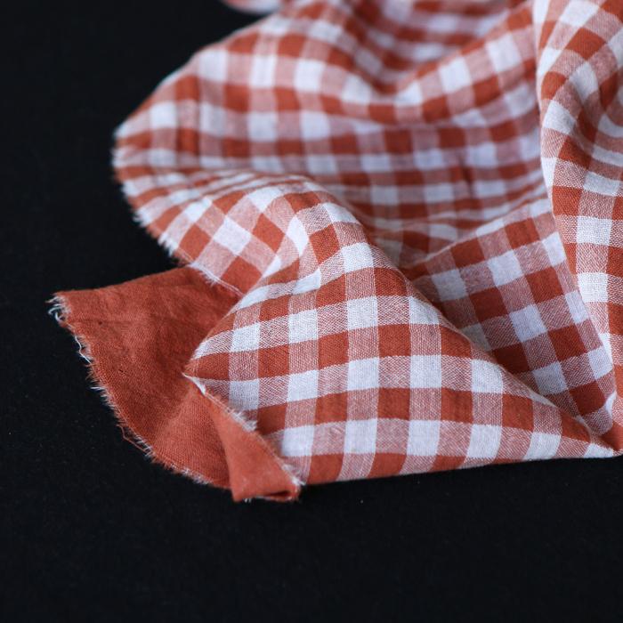 Double gaze de coton réversible vichy roux