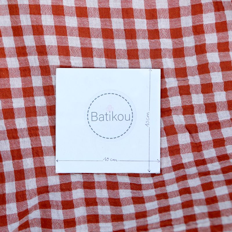 Double gaze de coton réversible vichy roux