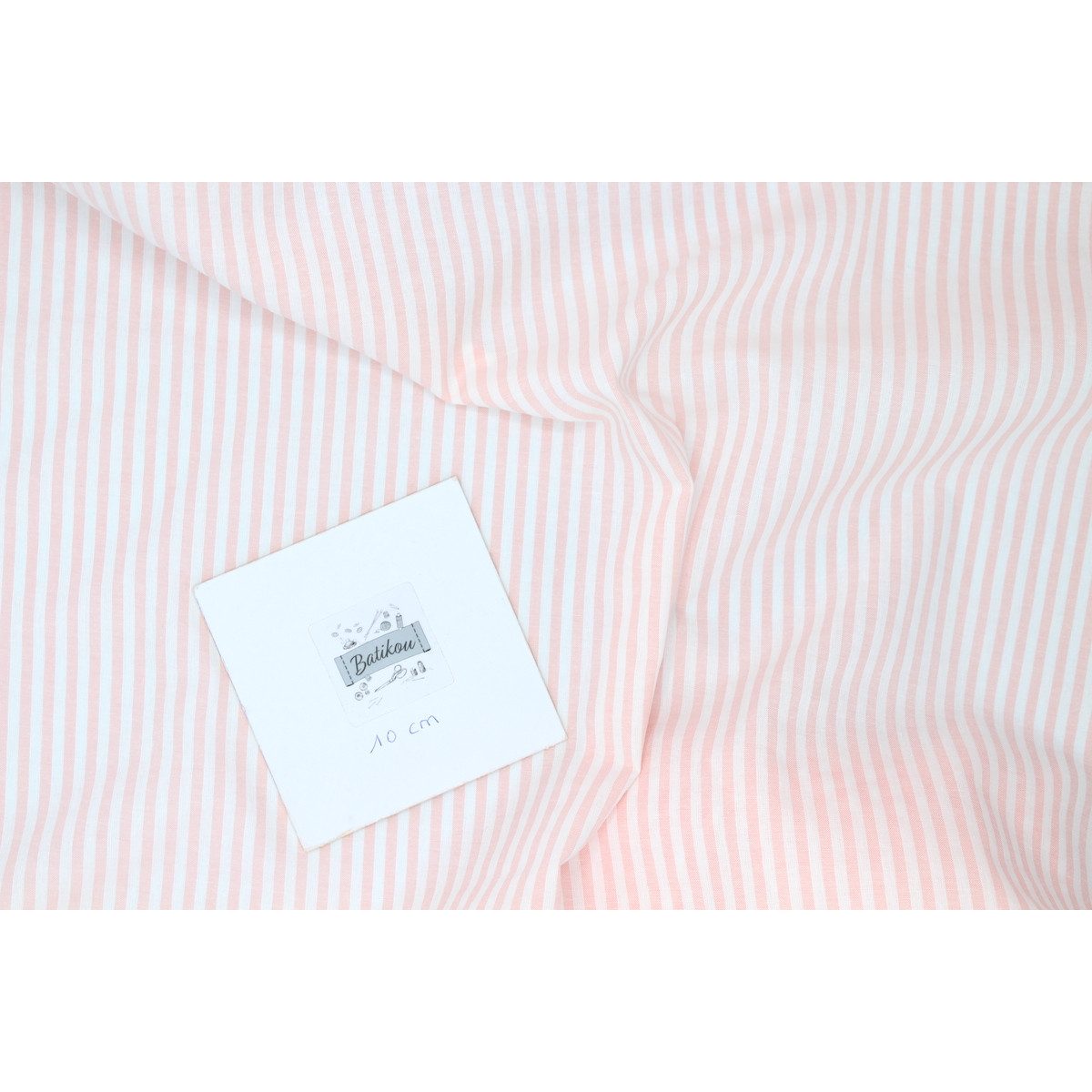 Coton gaufré à rayures coloris rose nude Qualité Oeko-tex - 4 Coton gaufré à rayures coloris rose nude Qualité Oeko-tex - 4
