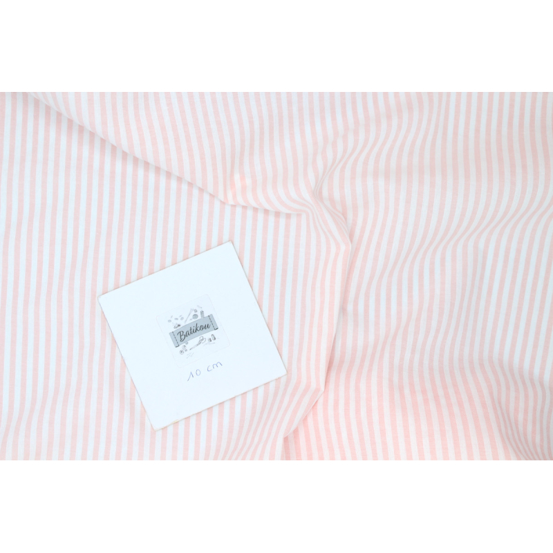 Coton gaufré à rayures coloris rose nude Qualité Oeko-tex - 4