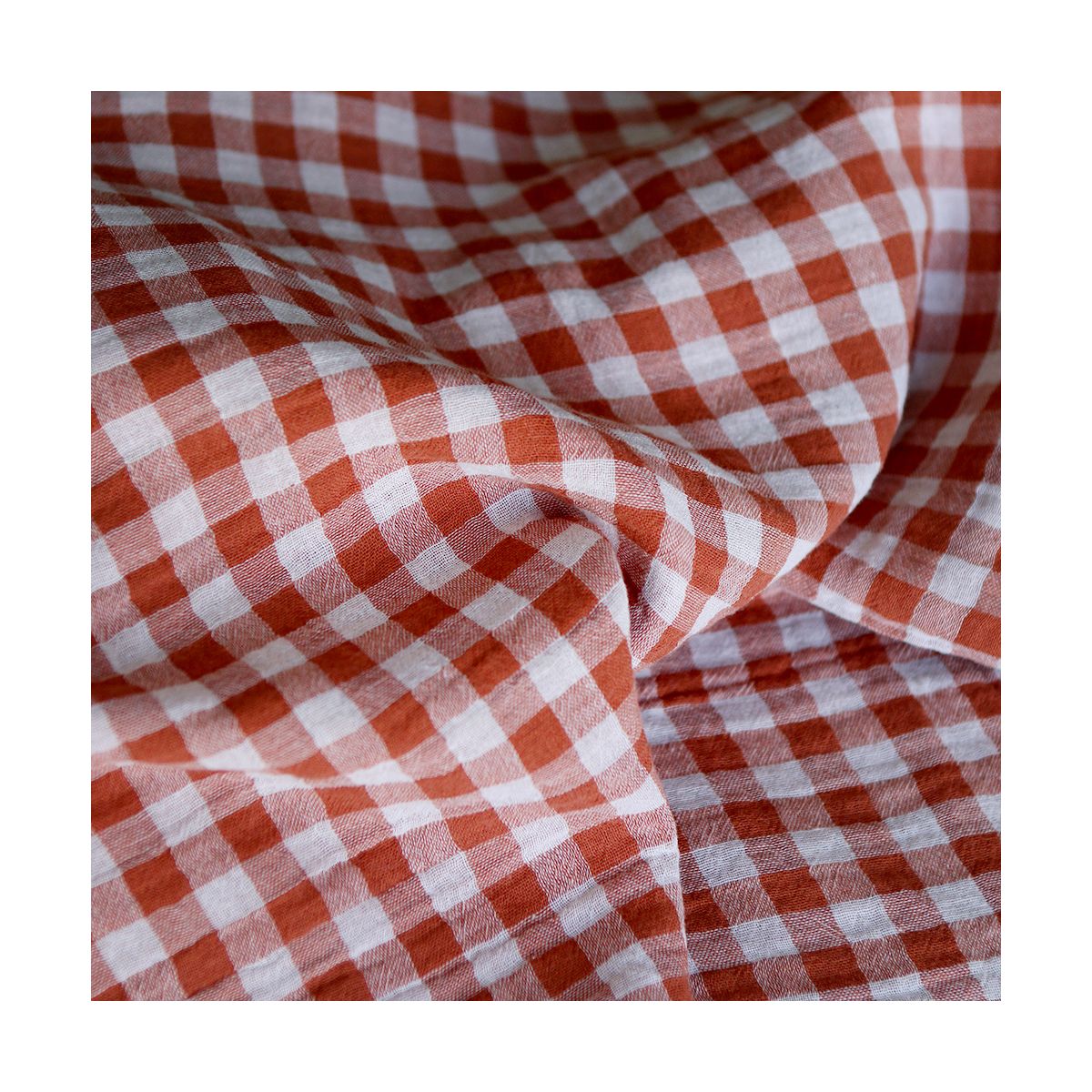 Double gaze de coton réversible vichy roux Double gaze de coton réversible vichy roux