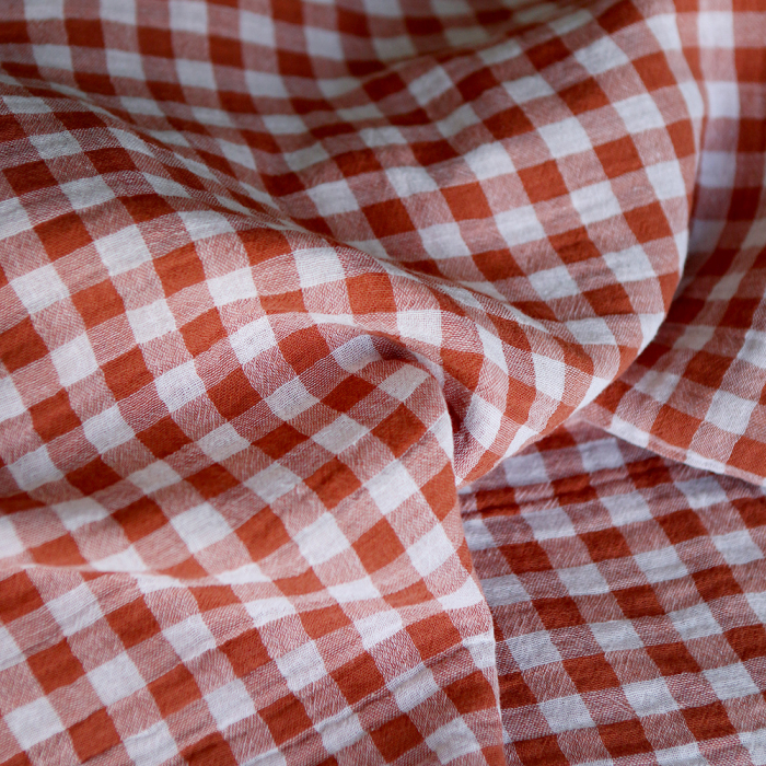 Double gaze de coton réversible vichy roux
