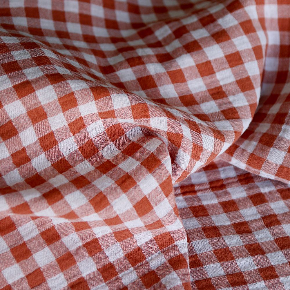 Double gaze de coton réversible vichy roux