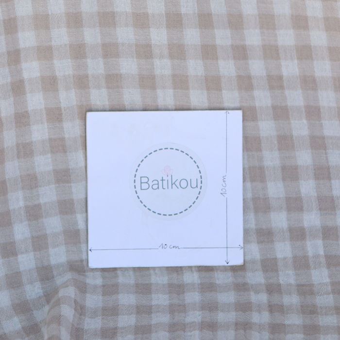 Double gaze de coton réversible vichy beige galet