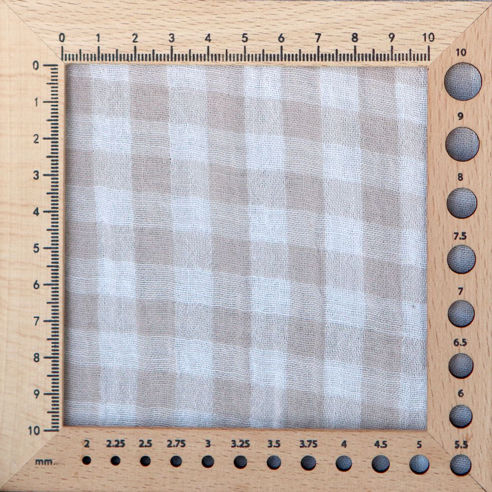 Double gaze de coton réversible vichy beige galet