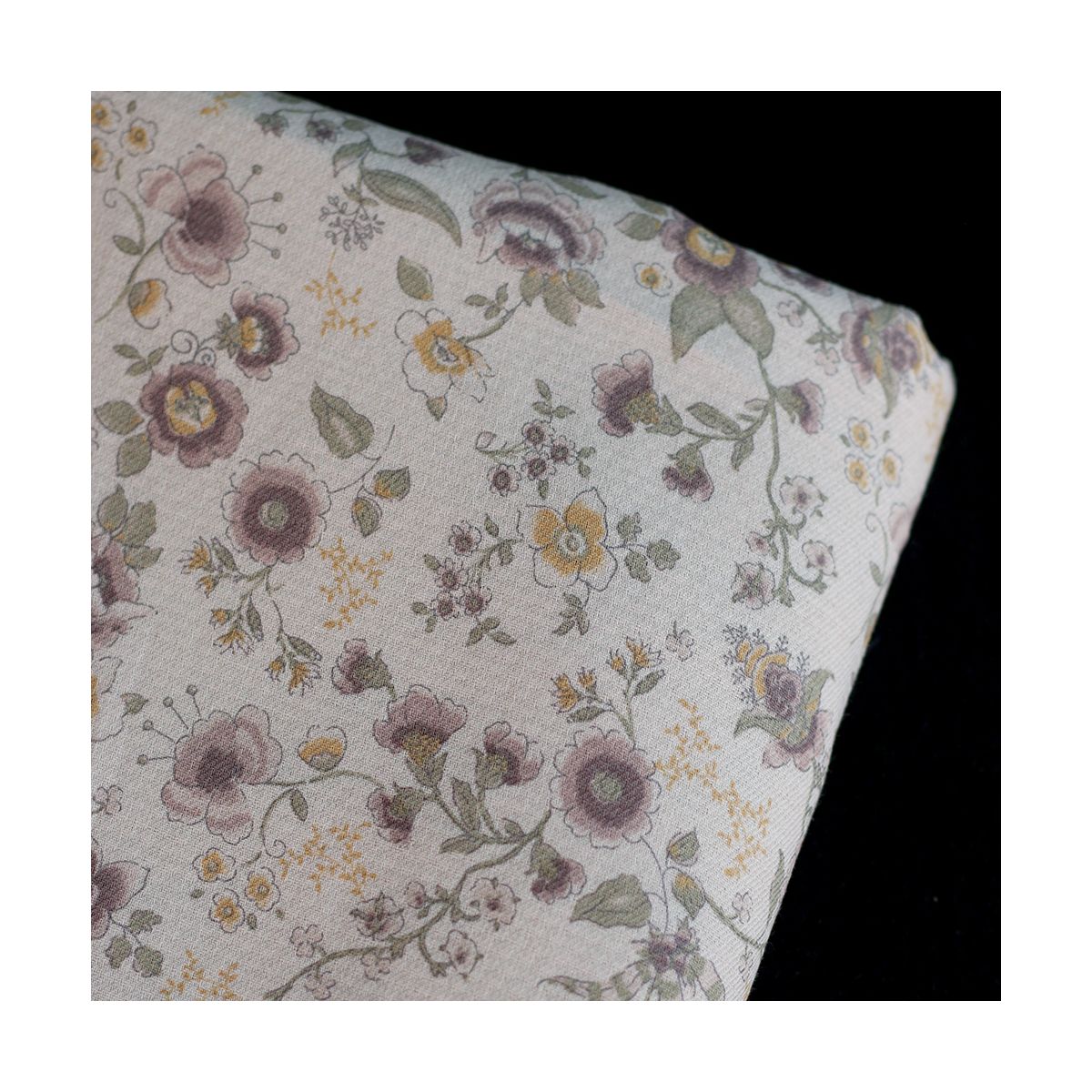 April - Tissu coton piqué léger texturé fleuri kaki April - Tissu coton piqué léger texturé fleuri kaki