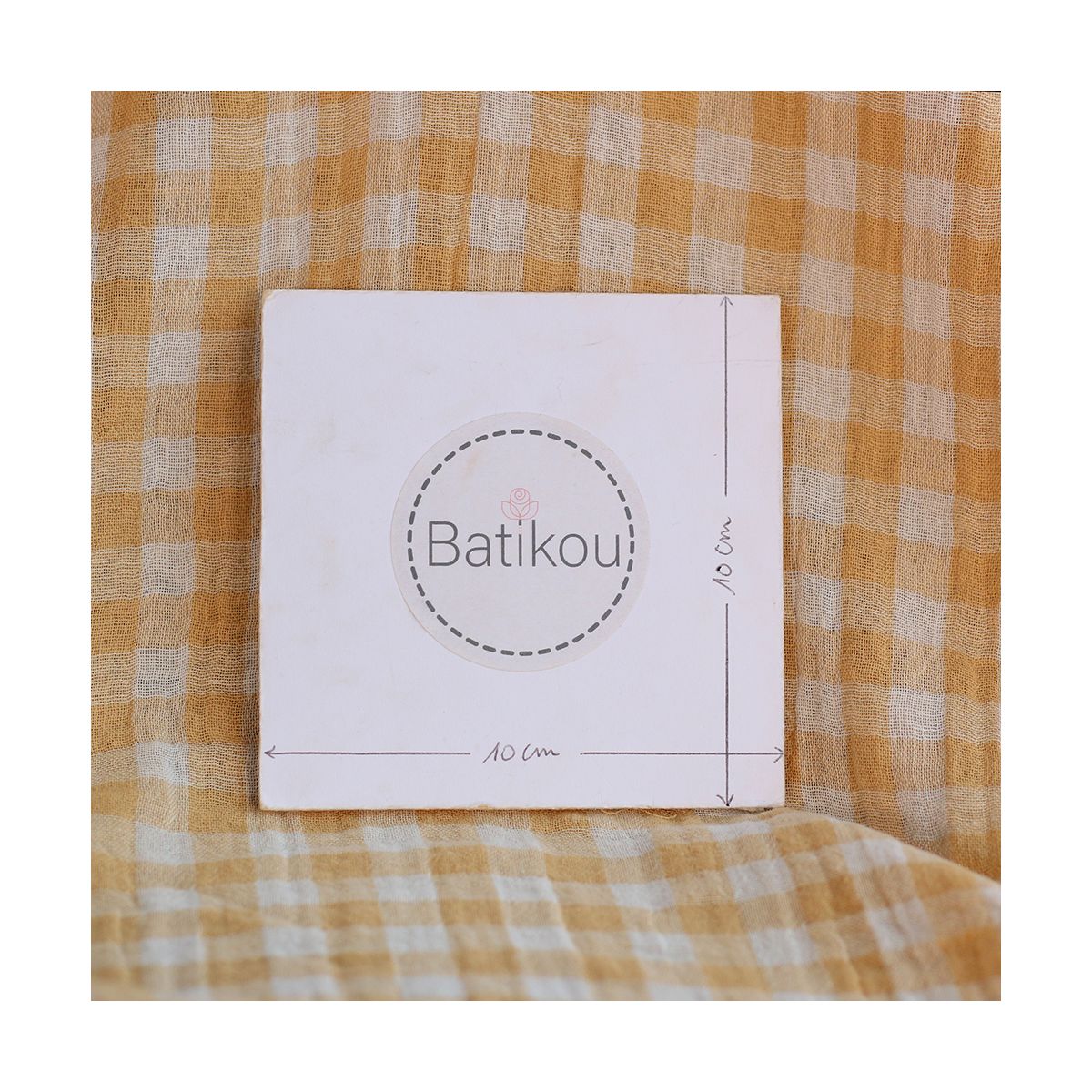 Double gaze de coton réversible vichy jaune blé