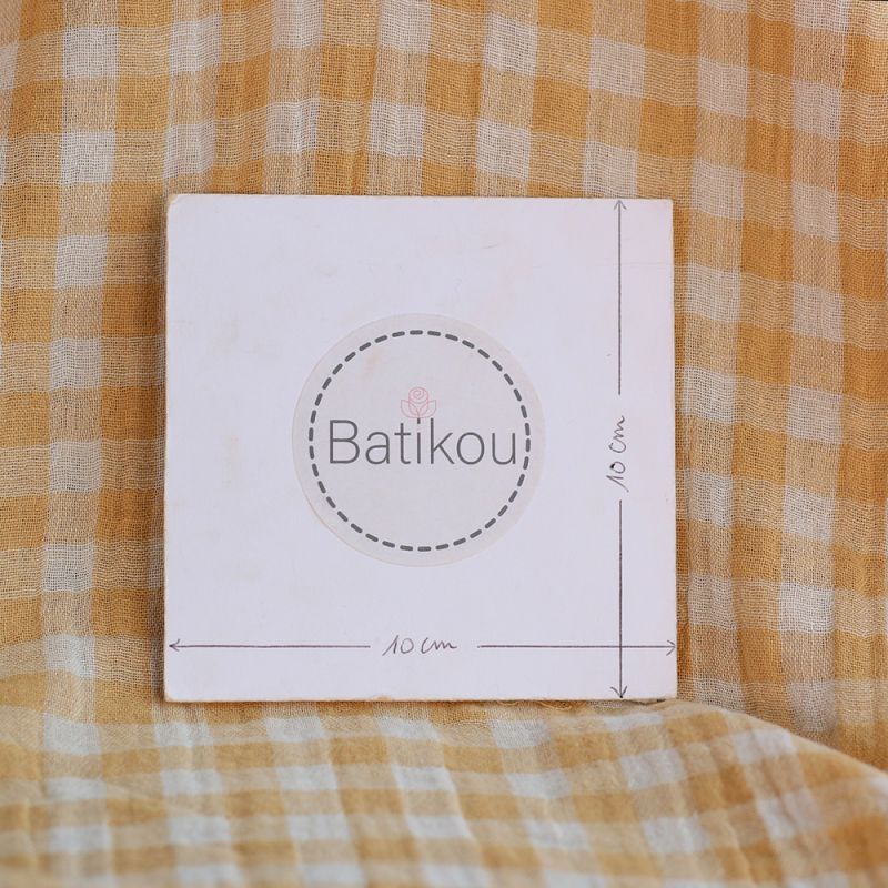 Double gaze de coton réversible vichy jaune blé