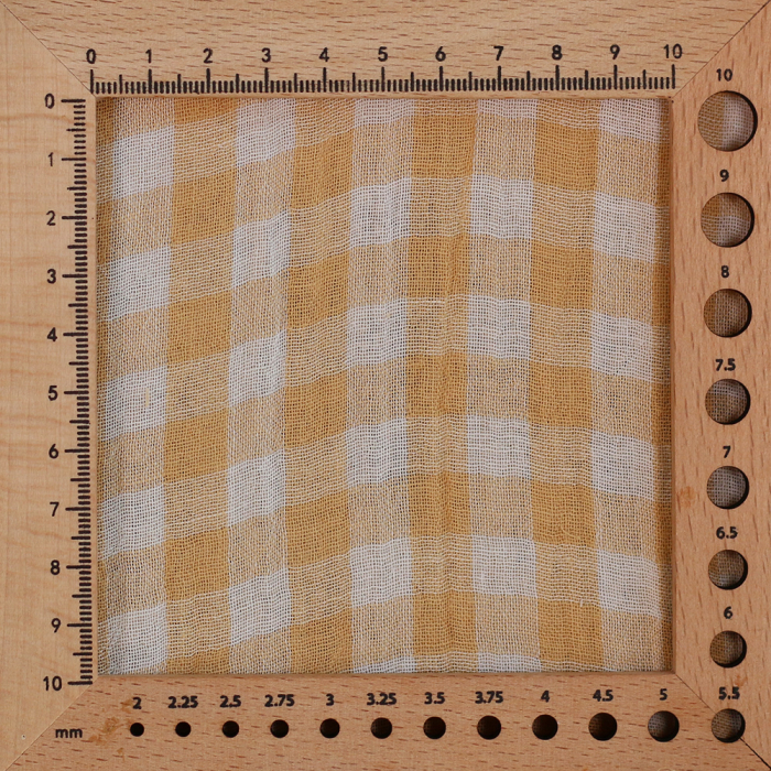 Double gaze de coton réversible vichy jaune blé