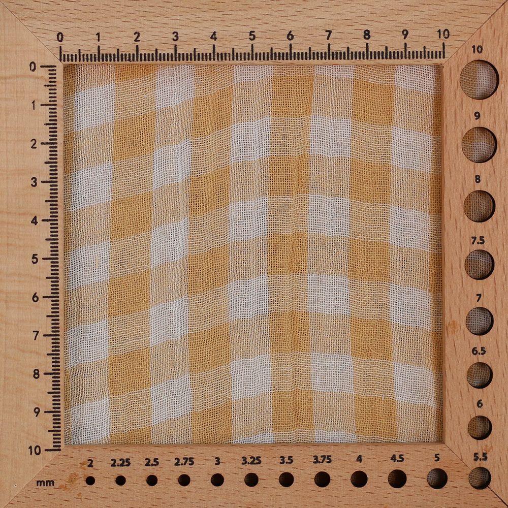 Double gaze de coton réversible vichy jaune blé