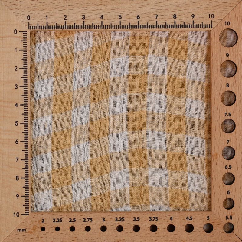 Double gaze de coton réversible vichy jaune blé