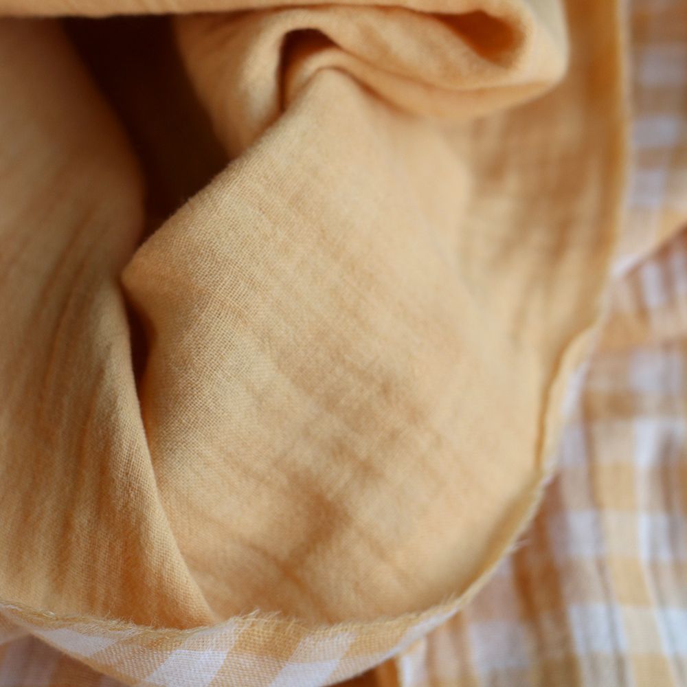 Double gaze de coton réversible vichy jaune blé