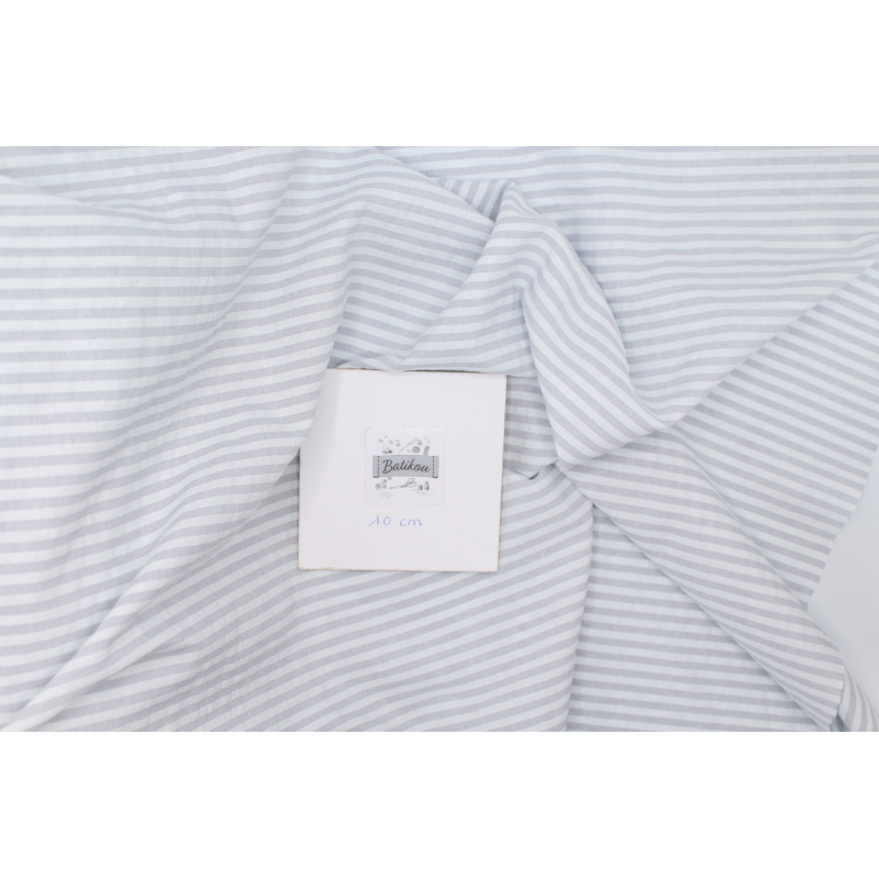 Coton gaufré à rayures coloris gris clair