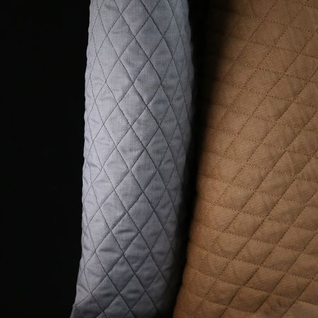 Tissu matelassé velours milleraies coton organique camel