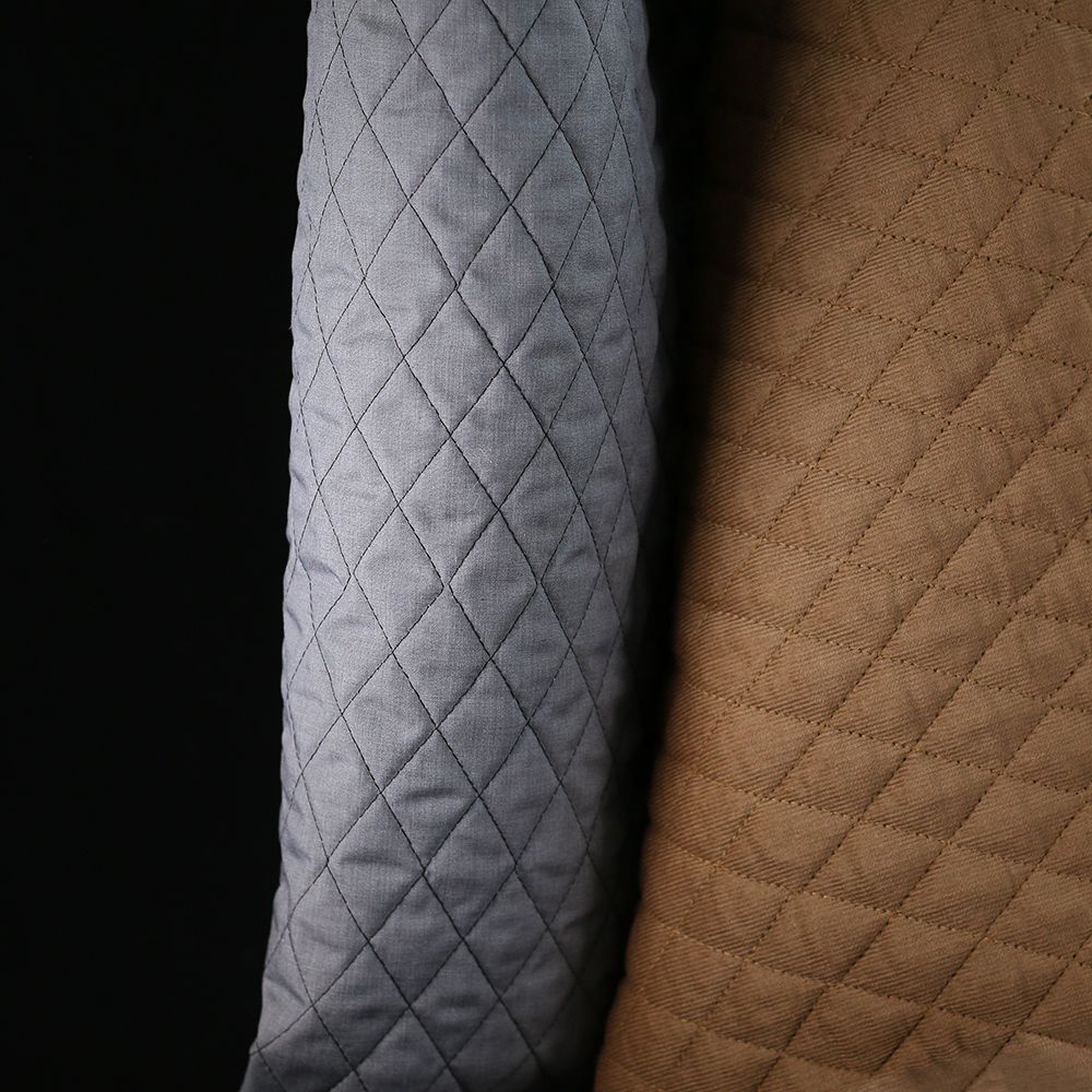 Tissu matelassé velours milleraies coton organique camel