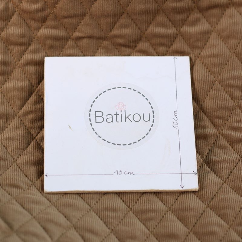 Tissu matelassé velours milleraies coton organique camel